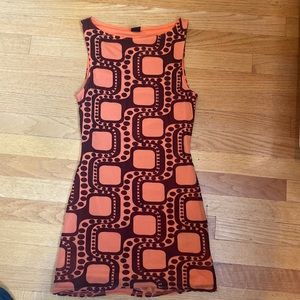 Mini printed dress in orange and brown color